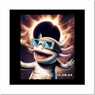Solar Eclipse Axolotl Adventure: Chic Tee with Enigmatic Aquatic Creatures Posters and Art